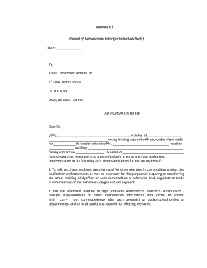 Authorization Letter for Individual Clients