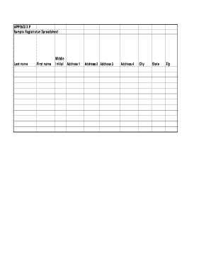 Sample Registration Spreadsheet