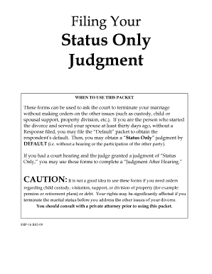 California Status Only Divorce Judgment