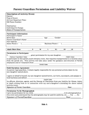 Parent Guardian Permission and Liability Waiver
