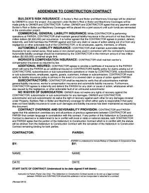 Addendum to Construction Contract