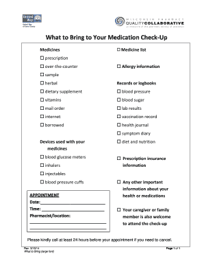 Medication Check-Up Form