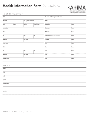 Health Information Form for Children