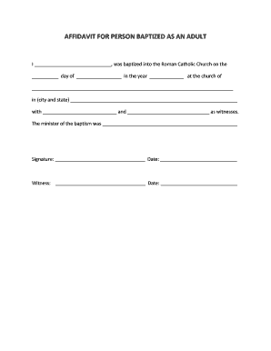 Affidavit for Adult Baptism