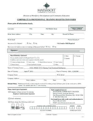 Corporate Training Registration Form