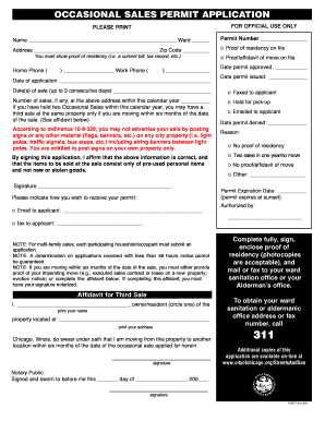 Chicago Occasional Sales Permit Application