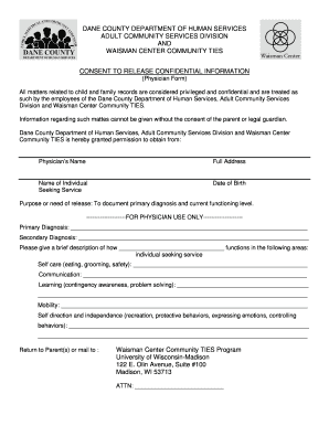 Physician Consent to Release Confidential Information