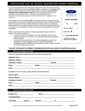 Application for On-Site Wastewater Works Approval