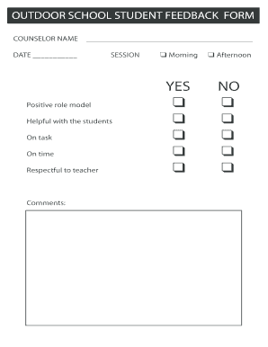 Outdoor School Student Feedback Form