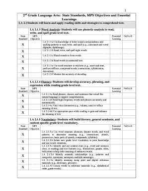 Fillable Online 2nd Grade Language Arts: State Standards, MPS ...