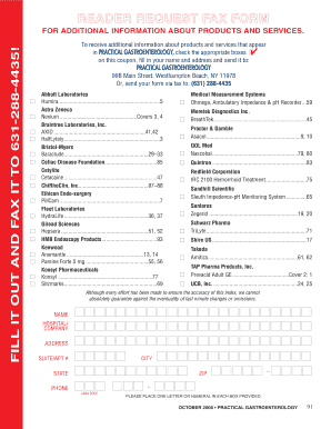 Practical Gastroenterology Reader Request Fax Form
