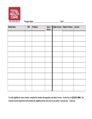 Vision Services Eligibility Form