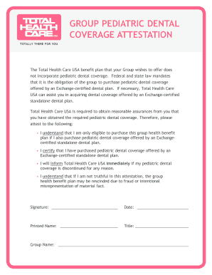 Pediatric Dental Coverage Attestation Form