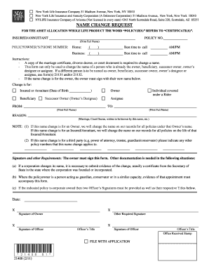 New York Life Insurance Name Change Request