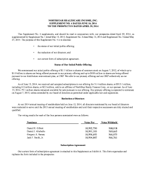 NorthStar Healthcare Income Subscription Agreement