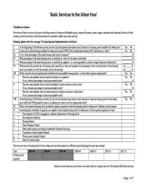 Urban Poor Services Checklist