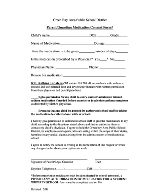 Parent Medication Consent Form