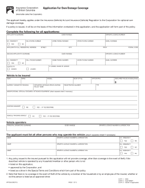 Application For Own Damage Coverage