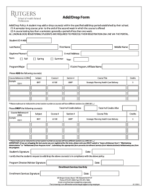 Add/Drop Course Form