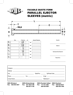Faxable Quote Form for Sleeves