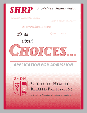 SHRP Application for Admission