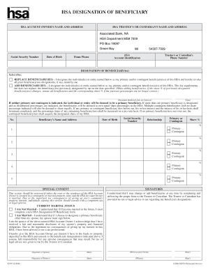 HSA Designation of Beneficiary Form
