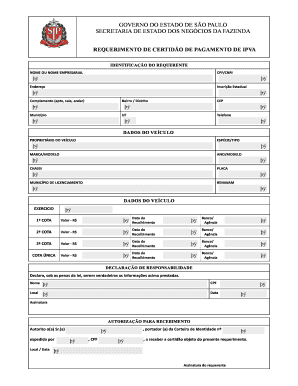 Requerimento de Certidão de Pagamento de IPVA