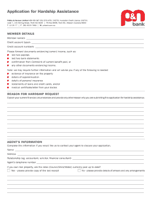 Hardship Assistance Application Form