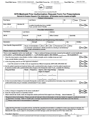 NYS Medicaid Prior Authorization Request Form