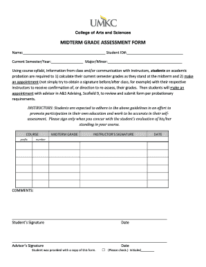 Midterm Grade Assessment Form