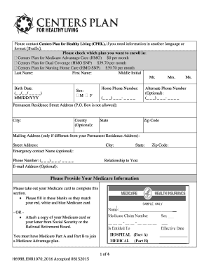 Centers Plan Medicare Advantage Enrollment Form