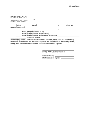 Hawaii Notary Acknowledgment Forms