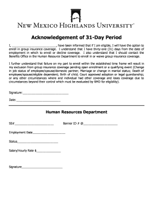 Employee Insurance Enrollment Acknowledgement