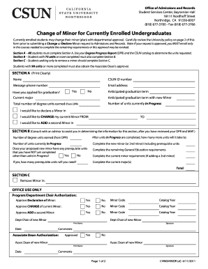 Change of Minor Form for Undergraduates