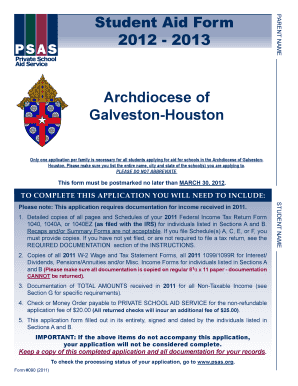 Student Aid Form