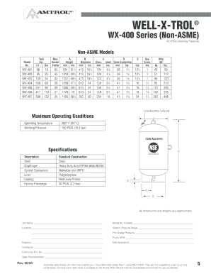 WX-400 Series Expansion Tank Specification Sheet