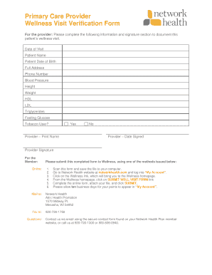 Wellness Visit Verification Form