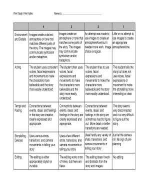 Film Study Rubric