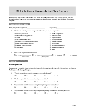2006 Indiana Consolidated Plan Survey