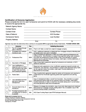 Certification of Outcome Application