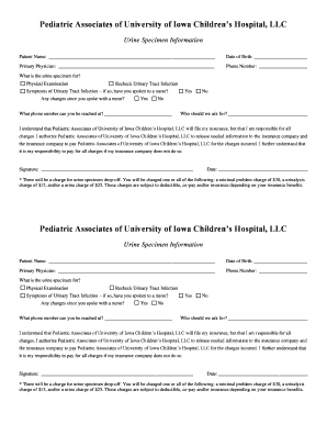 Urine Specimen Information Form