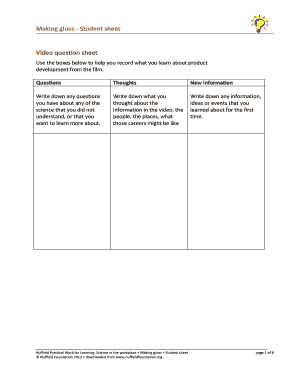 Science Experiment Student Sheet