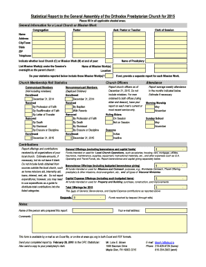 Orthodox Presbyterian Church Statistical Report