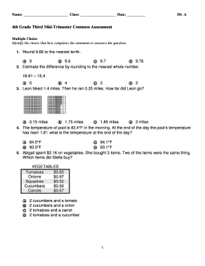 4th Grade Third Mid-Trimester Common Assessment