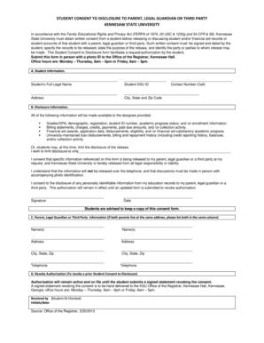 Student Consent to Disclosure to Parent or Guardian