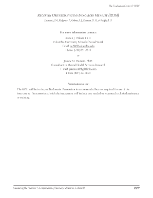 Recovery Oriented System Indicators (ROSI) Survey