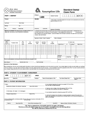 Standard Dental Claim Form