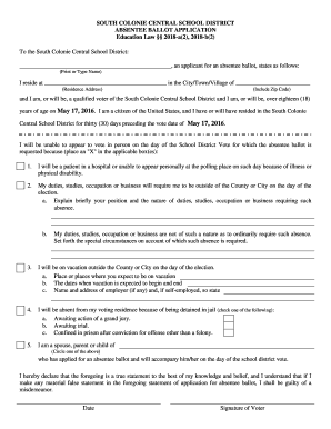 Absentee Ballot Application