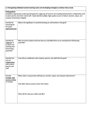 Teacher Student Growth Goal Evaluation Form