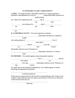 Standard Residential Lease Agreement